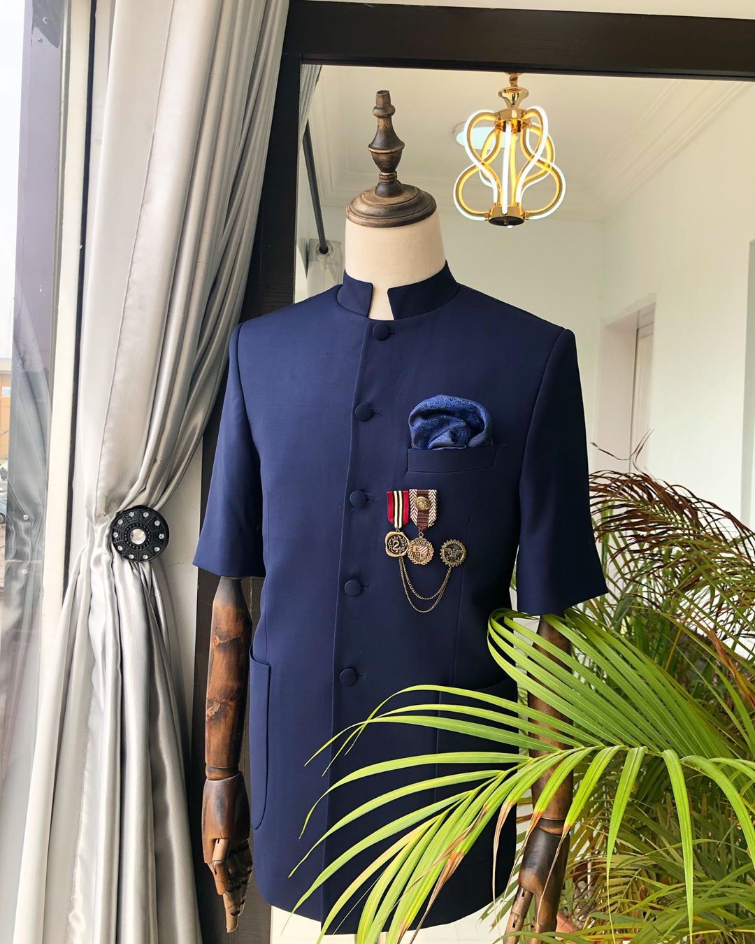 A Midnight Blue “French” Safari Suit And Matching Pant Trousers