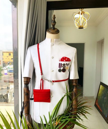 Deji & Kola on X: A Reloaded “Tomato Red” French Safari Suit Features: Safari  Suit Pant trousers Touch of red Pocket square Gold adornments To Order:  iMessage, Text or WhatsApp : +2348037292344