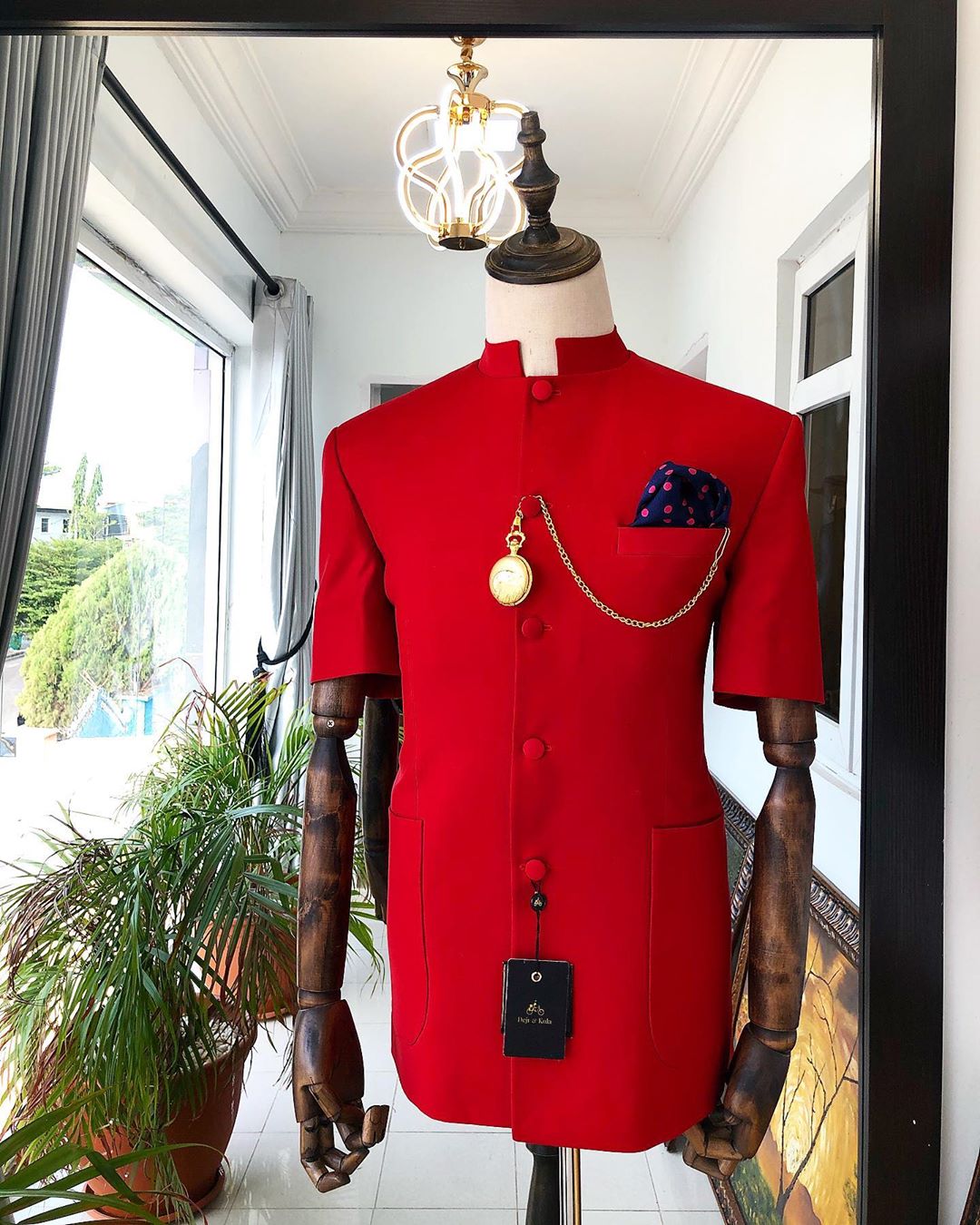Dejiandkola - A Tomato Red “French“ Safari Suit. Online