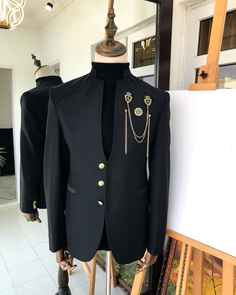 Shop Charcoal Black reloaded “7th Battalion” Suit and pant - Deji & Kola