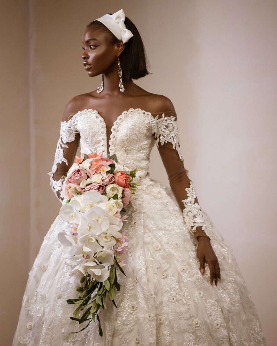 Shop Embellished lace Bridal Ball Wedding Gown - Deji & Kola