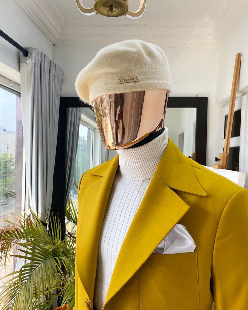 Shop Mustard Yellow 3 button safari suit and pant trouser -Deji & Kola