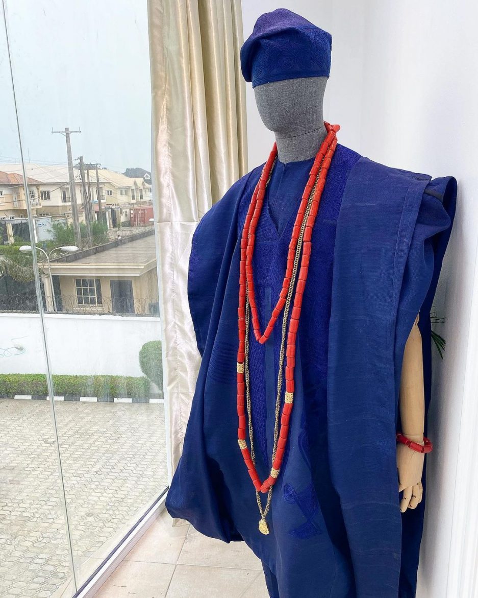 Dupsie's Blue Embroidered African Hand Woven Aso Oke Hat - Men's Kufi/Dashiki Style
