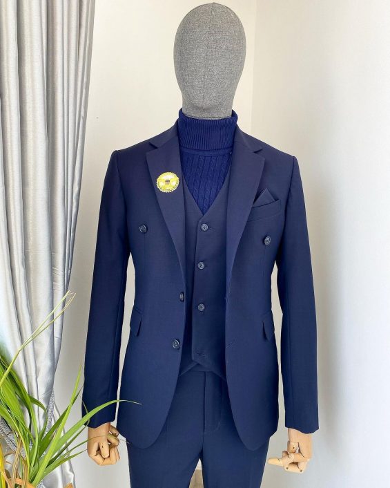 Shop Navy blue “peaky blinders” notch lapel suit & Pant -Deji & Kola