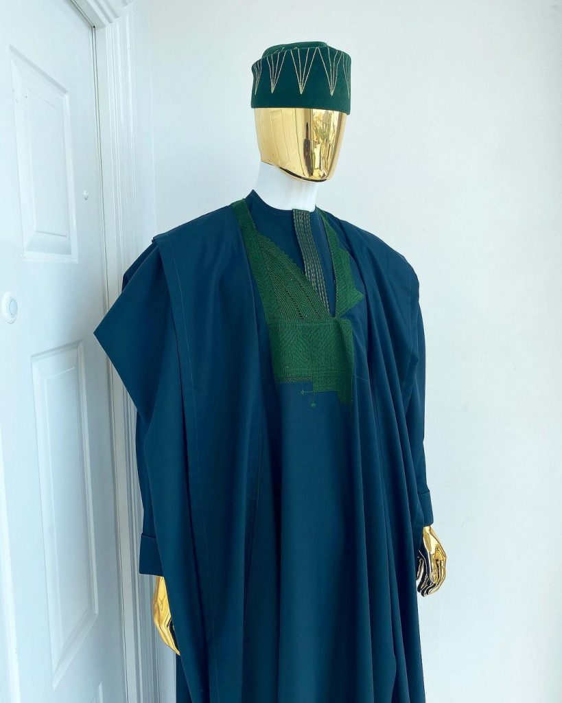 Shop Emerald Green Jakan embroidery African Agbada- Deji & Kola