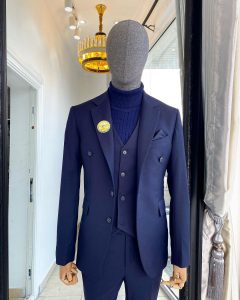 Shop Navy blue “peaky blinders” notch lapel suit & Pant -Deji & Kola