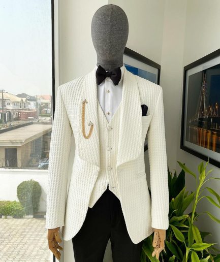 Shop White Bespoke Casual “French Suit” and pant trouser - Deji & Kola