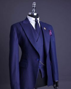 Shop Navy Blue Peak Lapel Corporate suit and pant - Deji & Kola