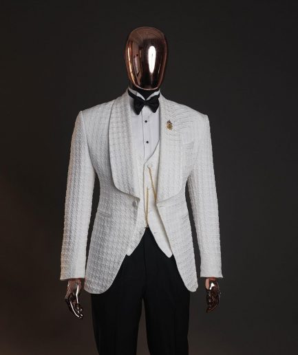 Shop White Bespoke Casual “French Suit” and pant trouser - Deji & Kola