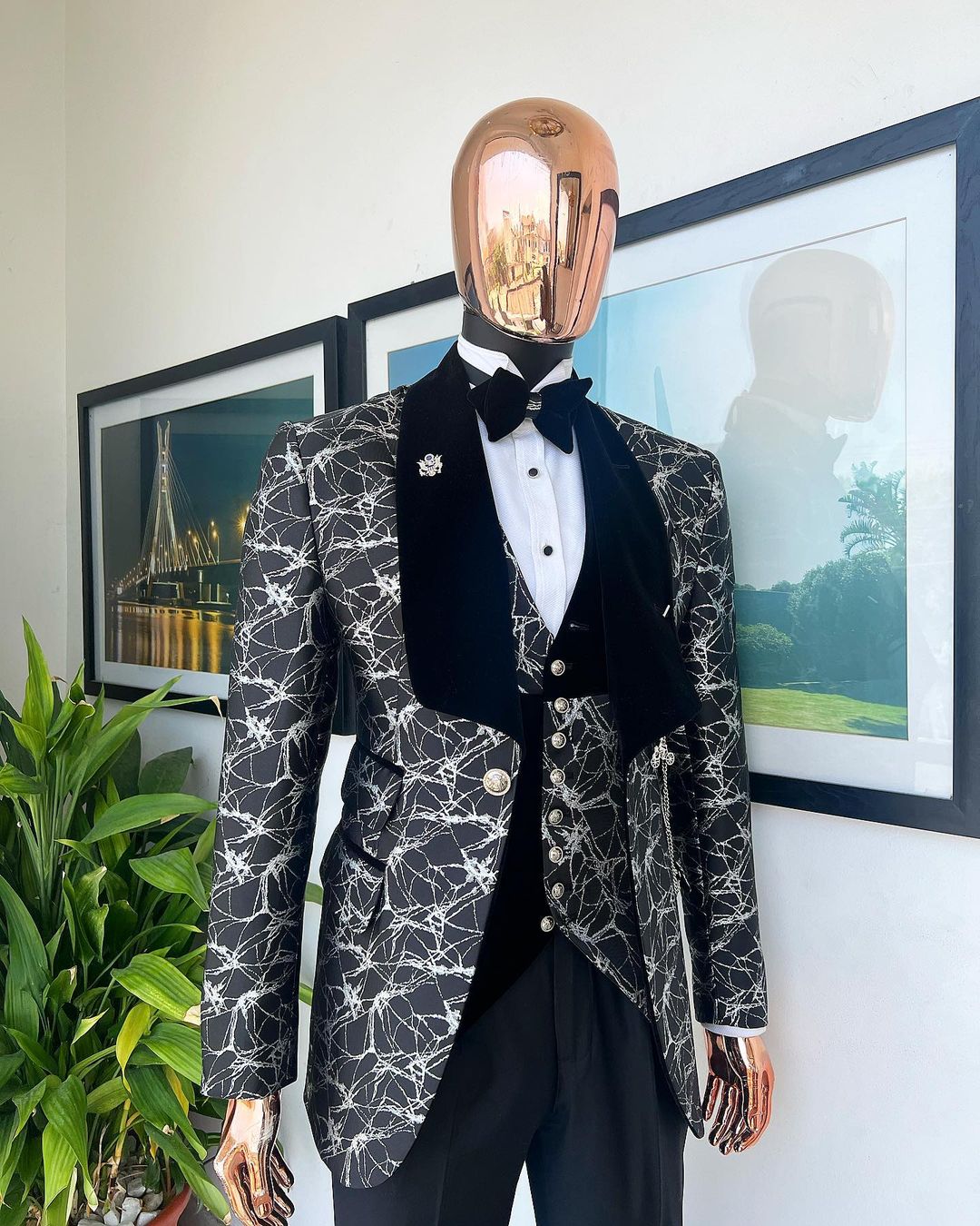 Men's Slim Fit Jacquard Shawl Collar Blazer Damask Sport Coat Tuxedo Suit  Jacket
