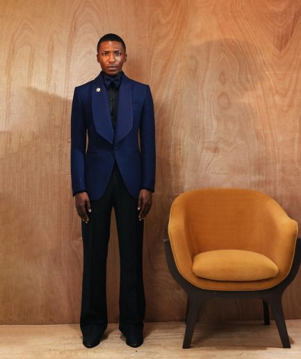 2pcs Blue Jacquard Men's Wedding Slim Suit Tuxedo With Cape – B&R African  Styles